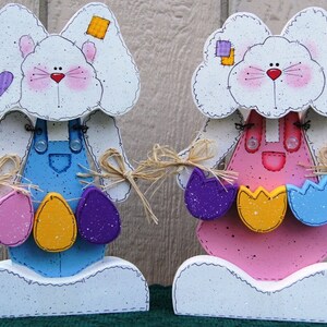 Easter Shelf Sitter - Mr and Mrs Jack Bunny - Wood Easter Decoration - Easter Bunny