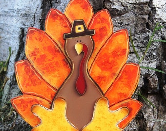 Fall Turkey Table Decoration - Thanksgiving Turkey Shelf Sitter