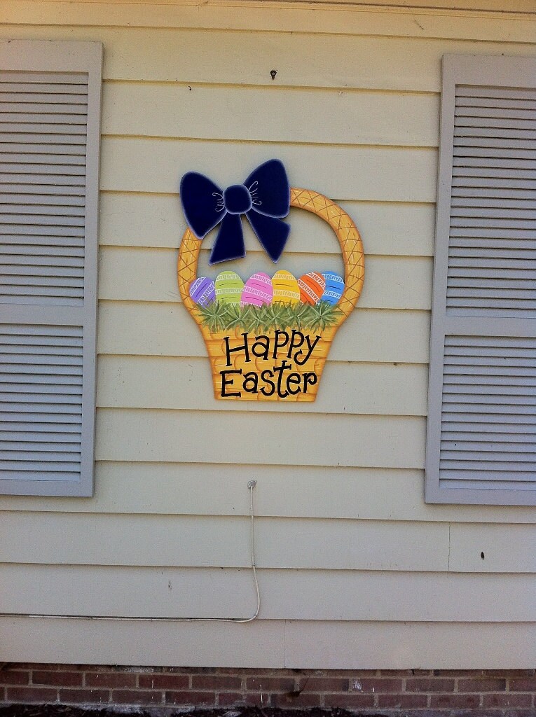 Easter Basket 3' Yard Art Easter Outdoor Wood Decoration Etsy