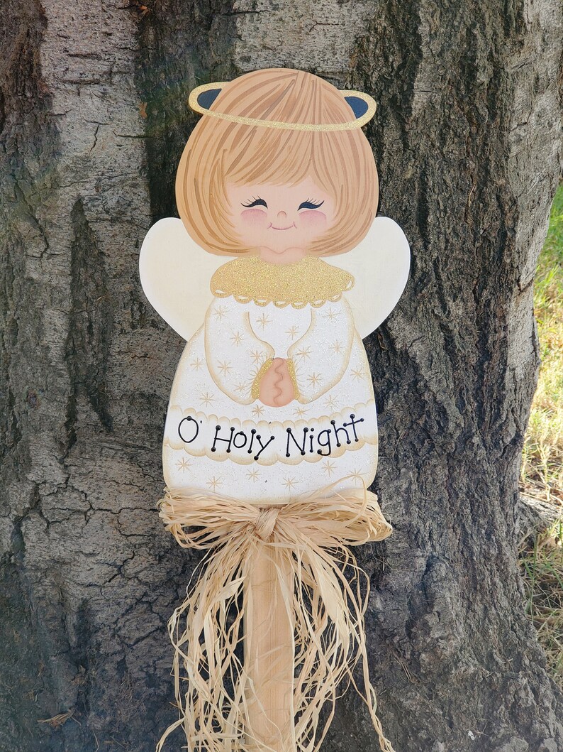 Angel Yard Stake Wood Yard Art Christmas Sign Decoration Etsy