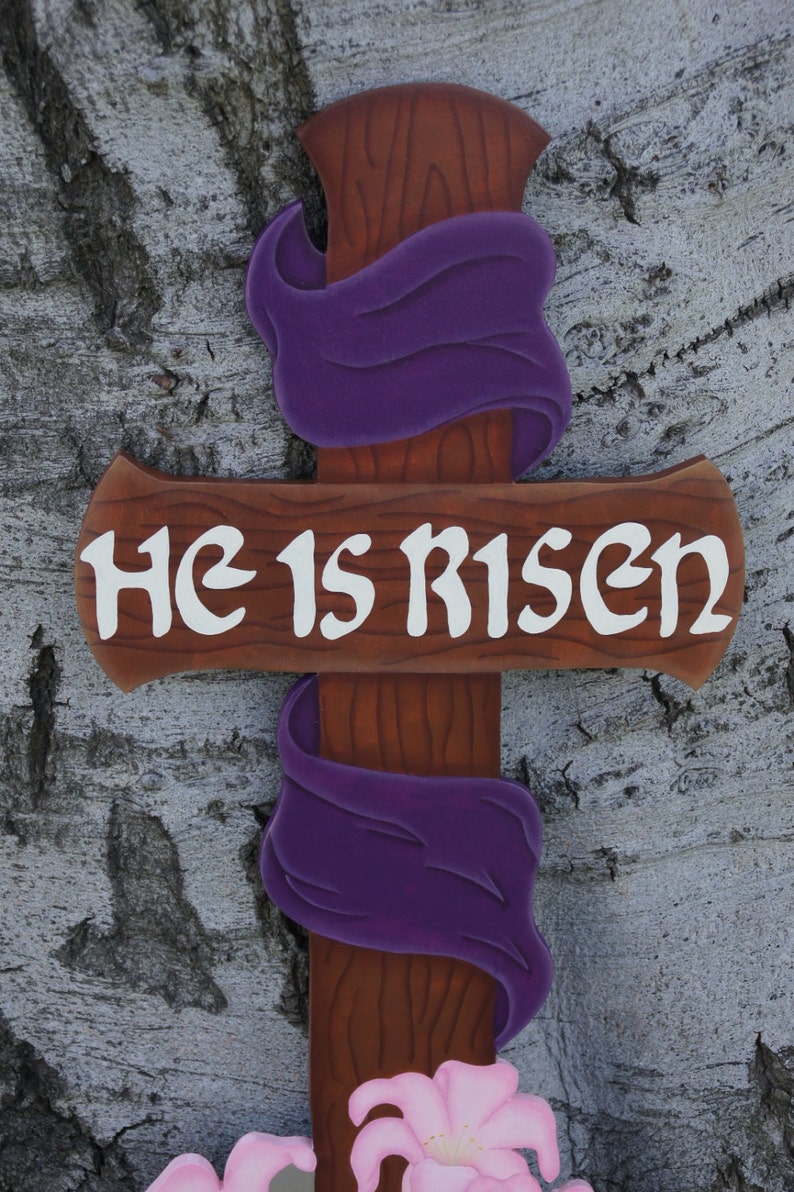 Easter Religious Cross Easter Yard Decoration Wood Yard Etsy