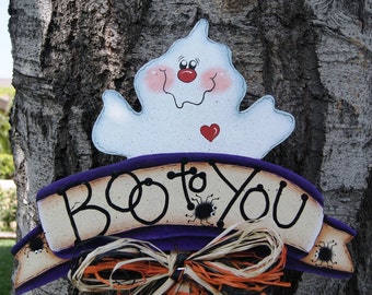 Ghost and Spiders Halloween Yard Stick - Halloween Wood Sign Decoration - Outdoor Yard Art