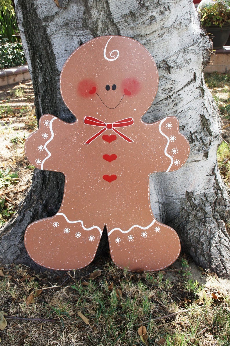 3' Gingerbread Man Wood Yard Art Christmas Decoration Etsy