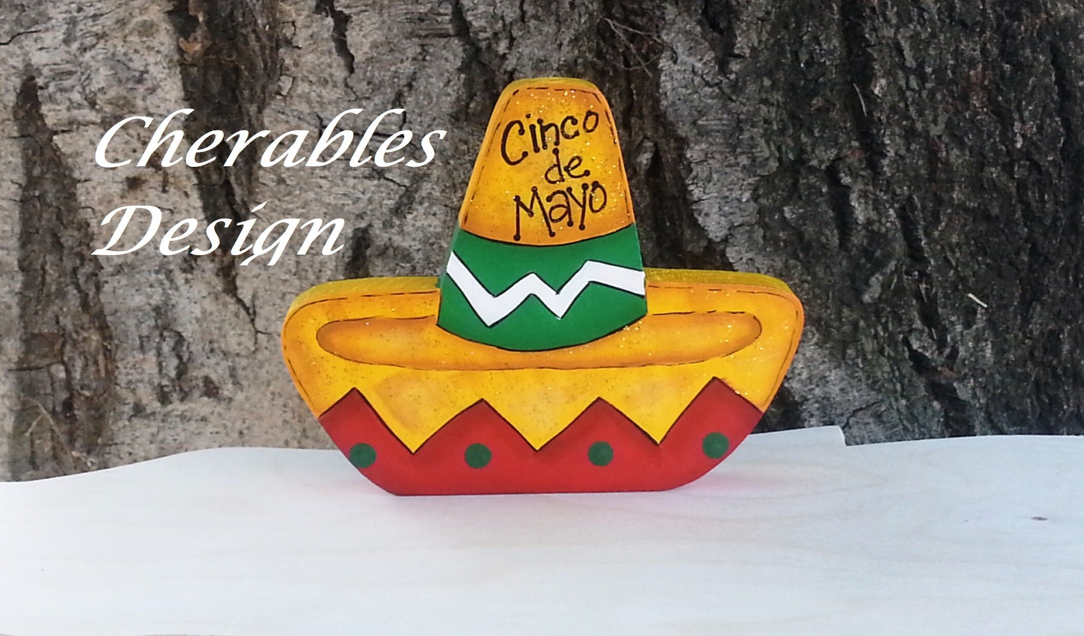 Cinco de Mayo Sombrero for Seasonal "Huggy" Bear   - Wood Welcome Shelf Sitter