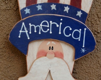 3' Patriotic Uncle Sam - 4th of July Americana Decoration - Wood Yard Sign Art