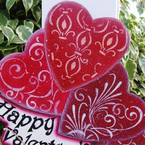 Happy Valentine's Yard Stick Wood Valentine Sign Valentine Heart Decoration image 3