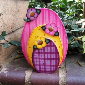Easter Egg Trio -  Wood Easter or Spring Shelf Sitters - Easter Decorations