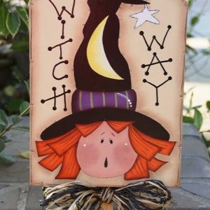 Witch Way Halloween Wood Yard Stake Outdoor Yard Halloween Sign Decoration image 3