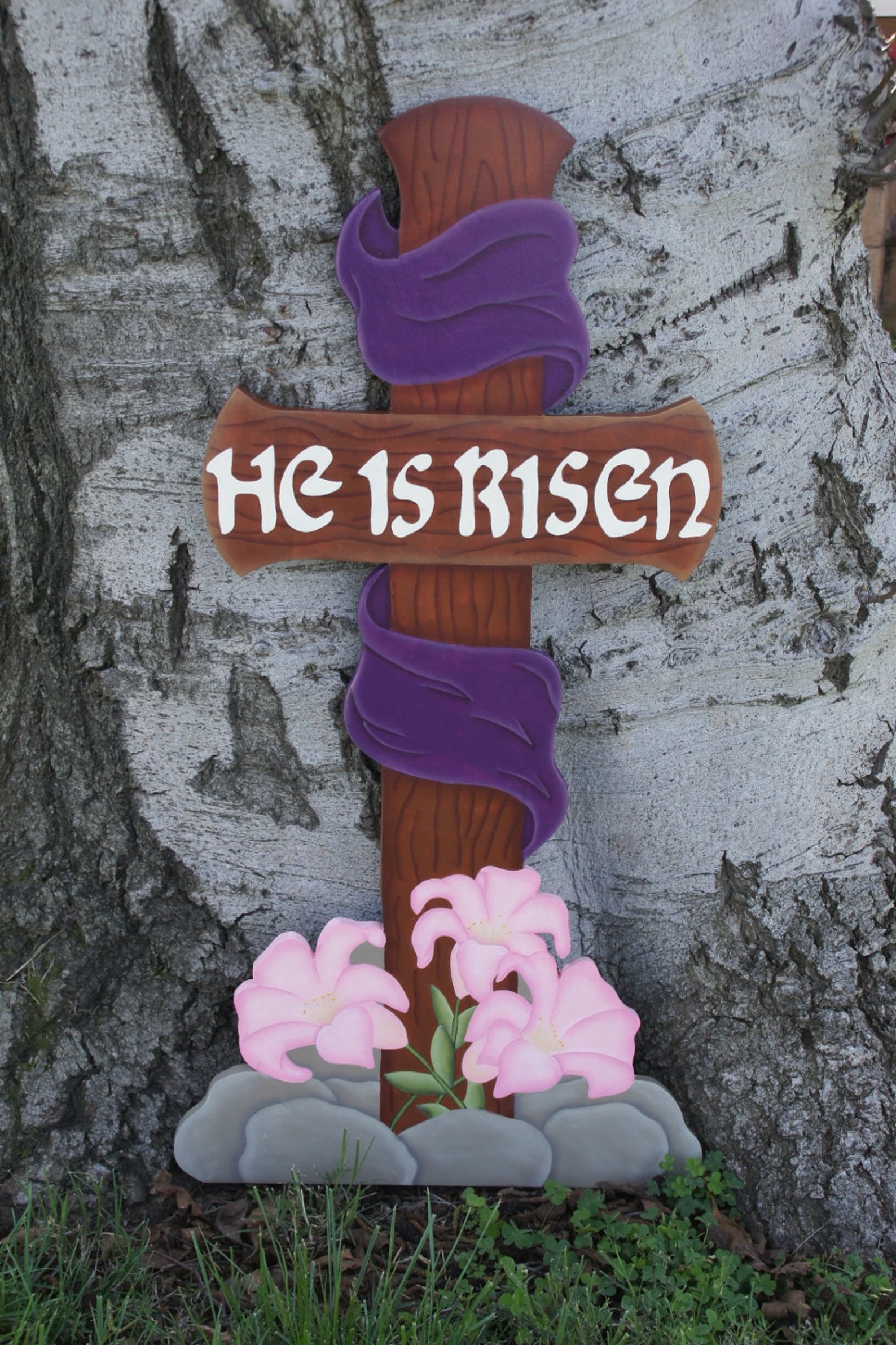Easter Religious Cross Easter Yard Decoration Wood Yard Etsy