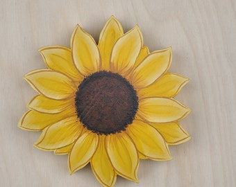 Summer Sunflower for Seasonal "Huggy" Bear   - Wood Welcome Shelf Sitter