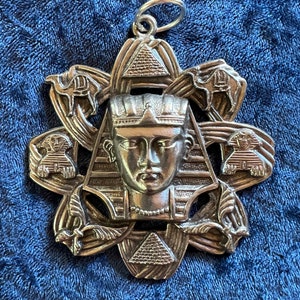 Vintage Egyptian Sacred Geometry -Pyramids Power-Amulet Mystical Medallion Sigil