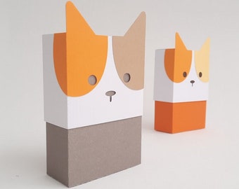 Caja de regalo para gatos / Contenedor de papel / Caja de golosinas / Regalos para mascotas / Caja de papel DIY / Caja en forma de gato gatito