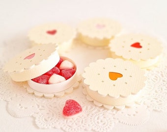 Galleta de corazón de San Valentín/Caja de regalo de galletas/ Cajas de favores de fiesta / Caja de golosinas / Favor de boda / Juguete de papel