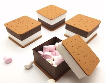 Caja de golosinas de galletas S'mores / Cajas de favor de fiesta / Caja de golosinas / Favor de boda / Juguete de papel