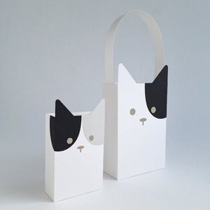 Borsa regalo Kitty Cat / Borsa per feste / Contenitore di carta / Scatola per dolcetti / Regali per animali domestici / Borsa di carta