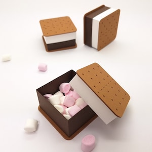 Caja de golosinas de galletas S'mores / Cajas de favor de fiesta / Caja de golosinas / Favor de boda / Juguete de papel imagen 3