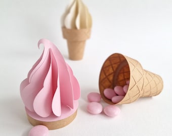 Ice Cream Cone Boxes SVG Cut File / Wedding Favour / DIY Treat Box / Gift Box/ Party Decor/Ice Cream Gift Box