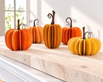 Set of 5 Halloween 3D SVG Pumpkins / Fall Decor / Autumn Home Decor