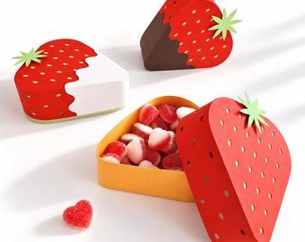 Aardbei geschenkdoos SVG: DIY-papieren traktatiedoos, trouwbedankje (digitale download)