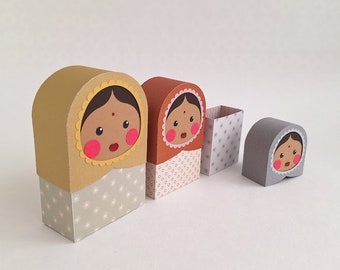 Bubushka Nesting Doll Treat Box/ Caja de regalo del Día de la Madre/ Regalo del Día de la Madre/ Muñeca Babushka DIY/ Muñecas Matryoshka/ Muñecas rusas