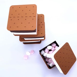 Caja de golosinas de galletas S'mores / Cajas de favor de fiesta / Caja de golosinas / Favor de boda / Juguete de papel imagen 9