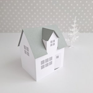 Maison en papier 3D / Maison de Noël / Bougie chauffe-plat à faire soi-même / Village en papier / Bougie chauffe-plat / Décoration de maison Scandi / Décoration de maison en papier / Décoration de cheminée image 3