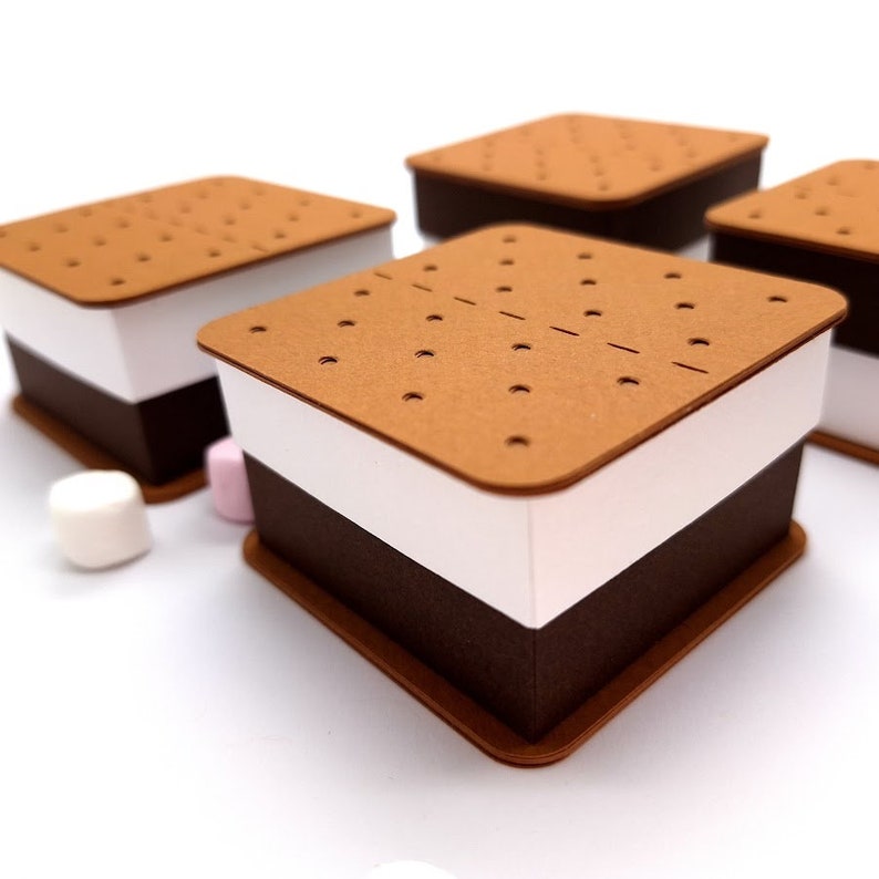 Caja de golosinas de galletas S'mores / Cajas de favor de fiesta / Caja de golosinas / Favor de boda / Juguete de papel imagen 10