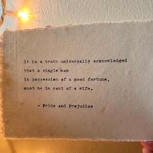 Pride and Prejudice Typewriter Print - 4x6