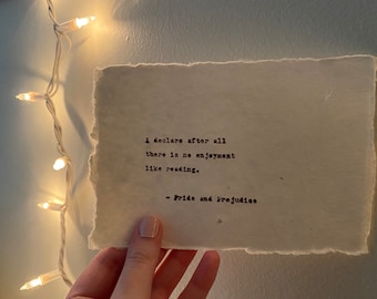 Cita de máquina de escribir Orgullo y prejuicio - 4x6