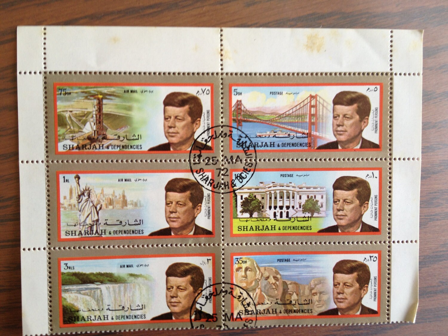John F. Kennedy Postal Stamps Sheet of 6 May 25 1972 Etsy