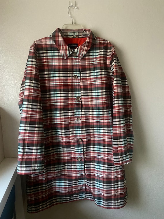 Womens Lands End Plaid Trench Coat