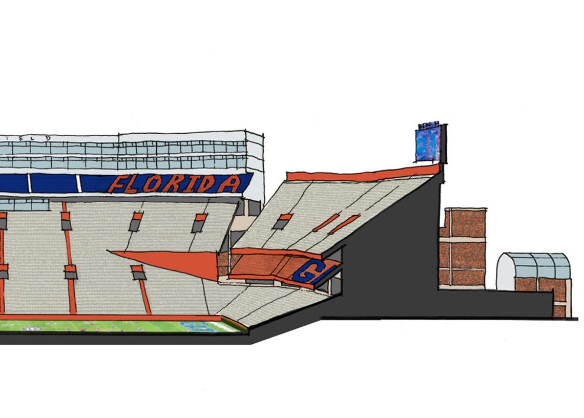 Estadio de la Florida Gators dibujo de la mano | Etsy