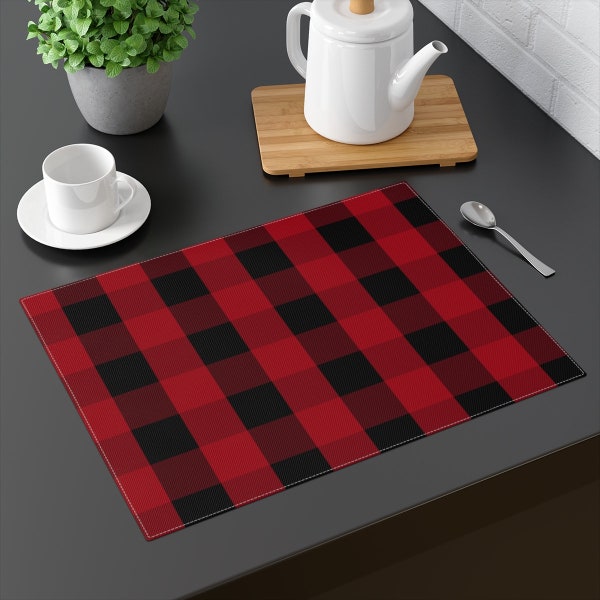 Red Plaid Placemat Etsy