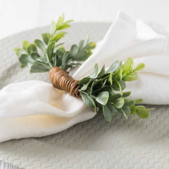 Farmhouse decor boxwood napkin rings for rustic tabletop Etsy