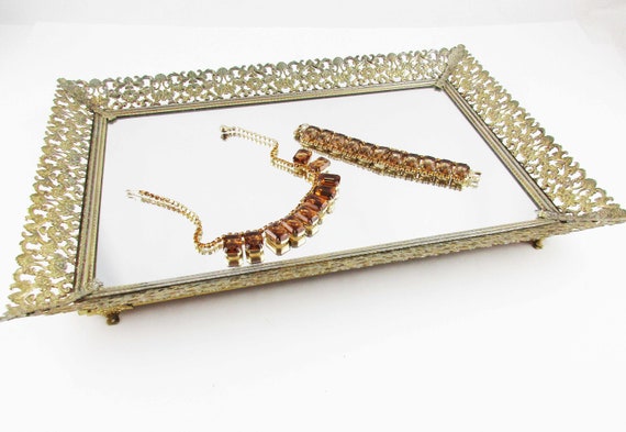 A Rectangular Mirrored Dresser Tray Plateau Vanity Mirror Etsy