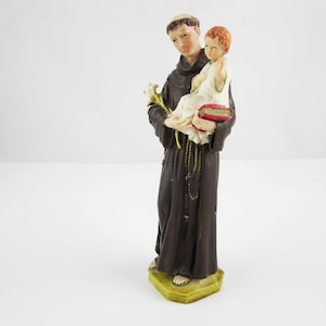 A Vintage Pasquini Figure of &#39;St. Anthony of Padua Holding Christ&#39; - Religious Figure - Historic Catholic Figure - Hand-painted Italy Figure