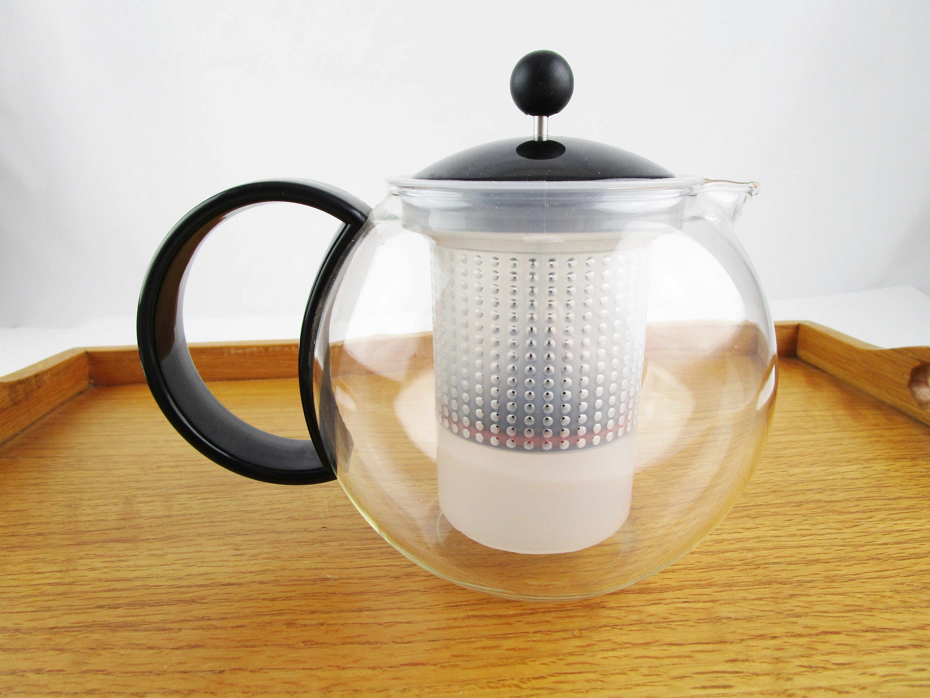 A 'bodum' Glass Teapot Black Plastic Handle and Press Plastic Infuser to  Steep Loose-leaf Tea Styled for Use 24 Oz. Teapot 