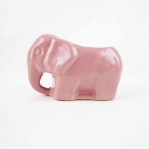 Vintage Pottery Elephant - Minimalist Design - Great Decor - &#39;Pink Elephant&#39; - Matte Glazed - Open Top - Ceramic Elephant