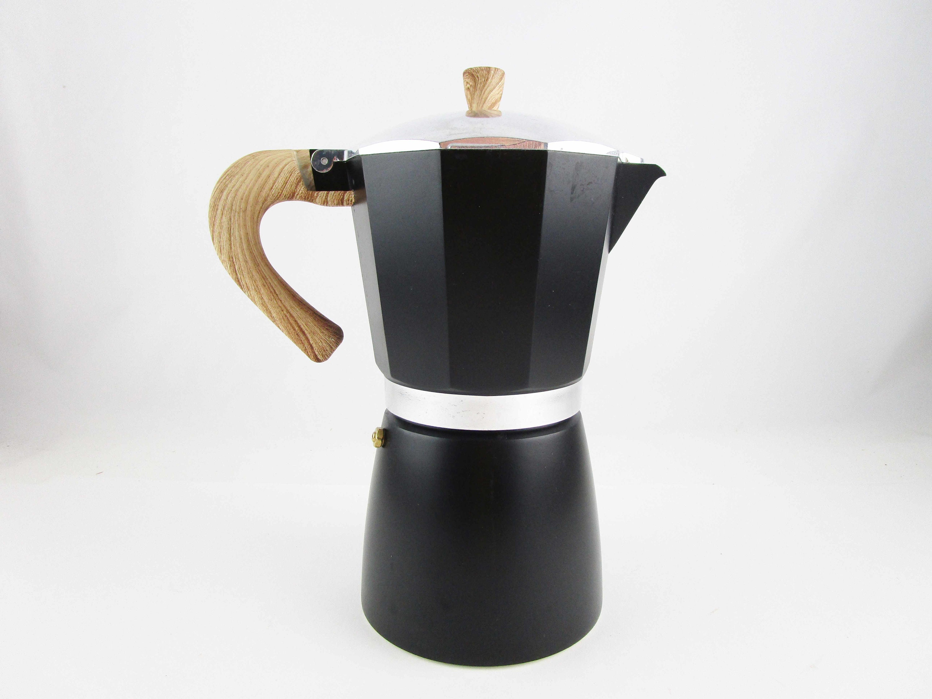 Gnali n Zani Moka pot Coffee Maker 6 Cups White with Wooden Handle
