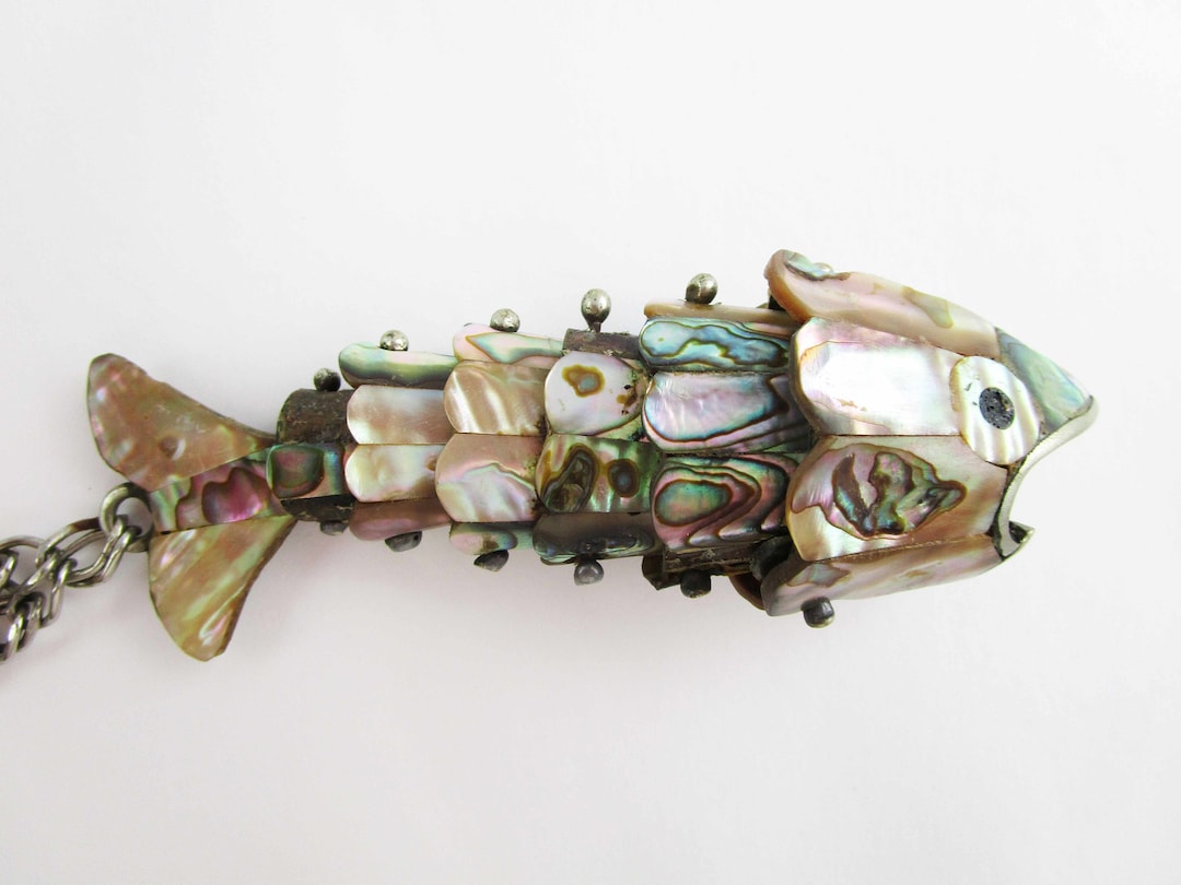 Fish Abalonecovered Articulated Fish From the 6070s Etsy