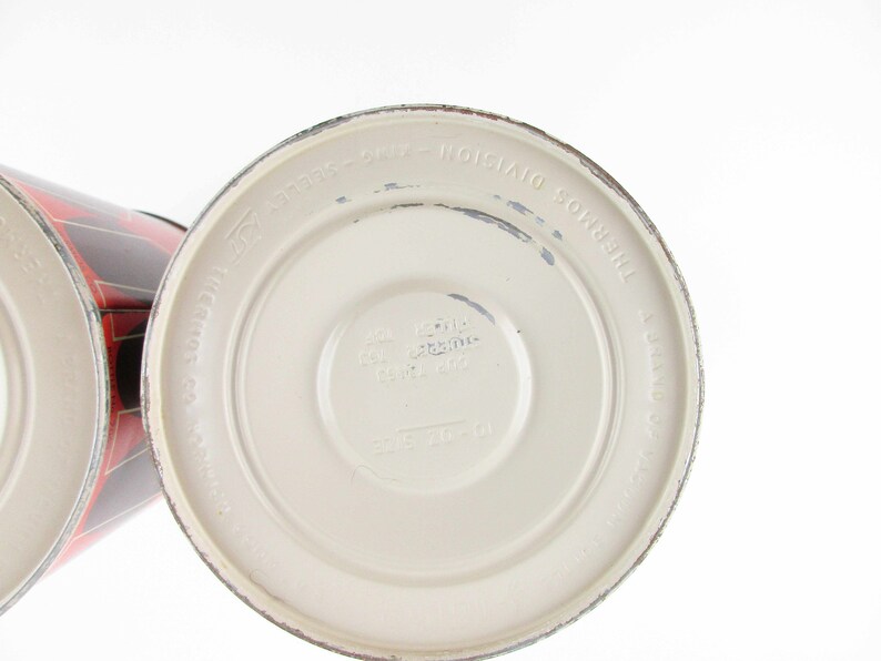 Hot or Cold PositiveNegative Forks and Spoons Avocado and Burnt Orange Wide-mouth Thermoses Pair of 1971 King-Seeley Thermos Co