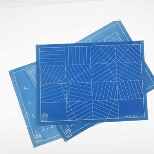 Three Vintage Draftsman Exercises From 1935 - Blue Prints -  Architectural - Three Wall Art Pieces - 11&quot; by 14 3/4&quot; Sheets - Frameable Art