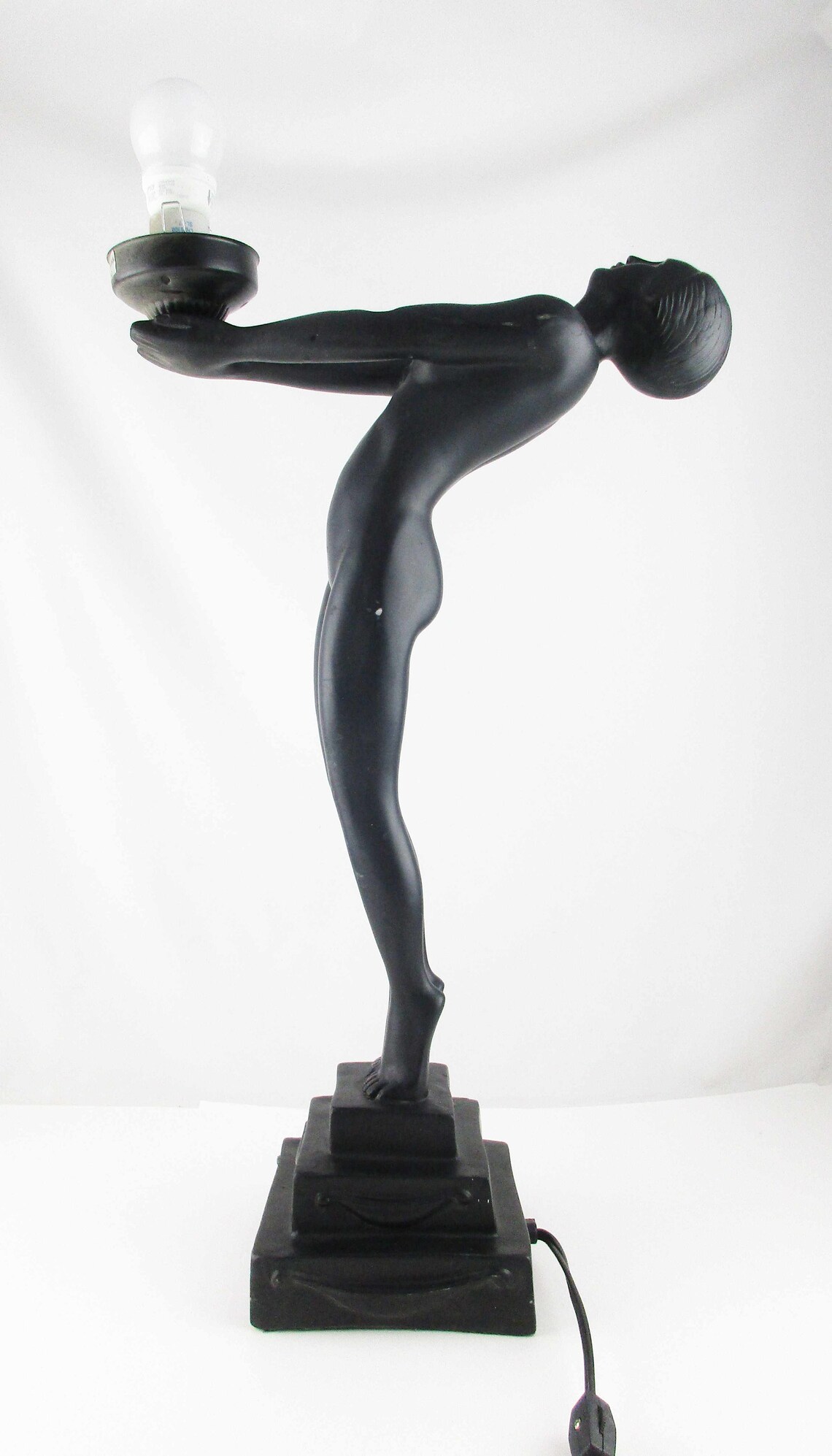 A 'Max Le Verrier' Reproduction Black Art Deco Lamp Etsy