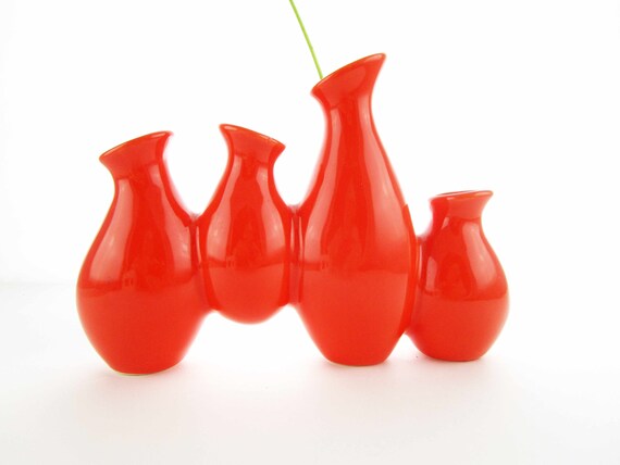 Orange To Burnt Orange Four Hole Vase Seedpod Amorphic Etsy