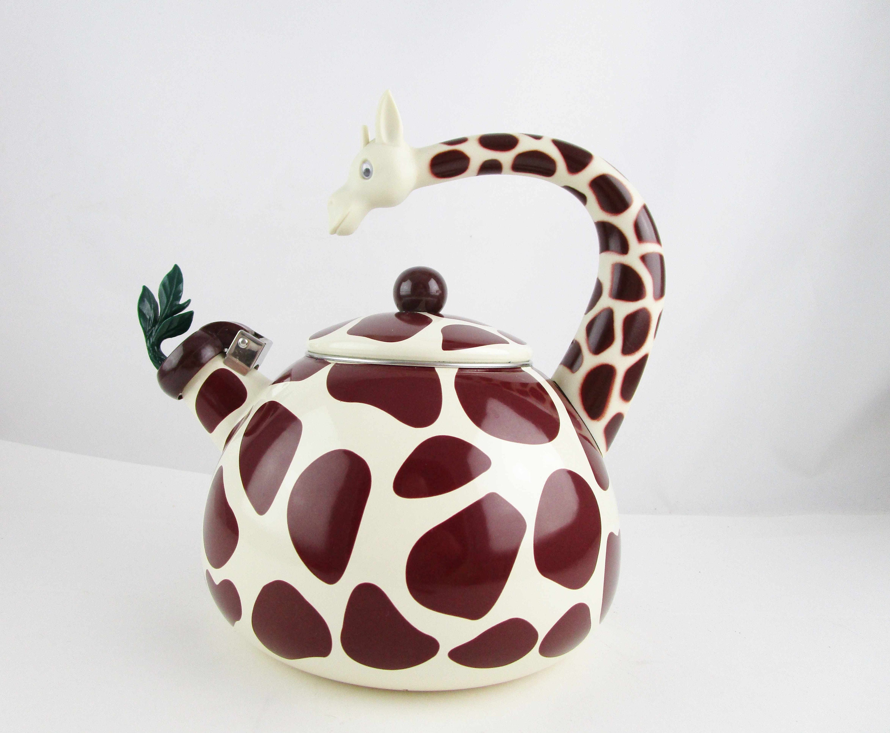 Whistling Tea Kettle for Stove Top Giraffe Decor Enamel on Steel, Tea Pots  Cute
