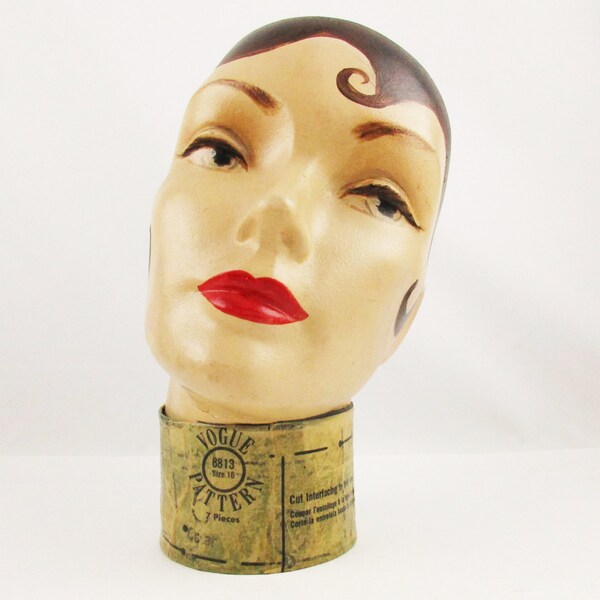 Her Name is 'Stella'  - Vintage Flapper Mannequin Head - Female Model - Fabulous Life-size Head - Hat Mannequin - Art Piece - Look-away Eyes