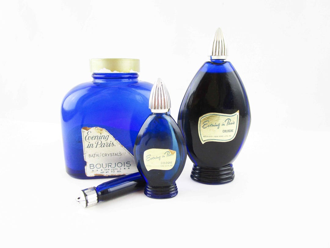 Four Cobalt Blue 'evening in Paris' Containers - C. 1950 - Perfume ...