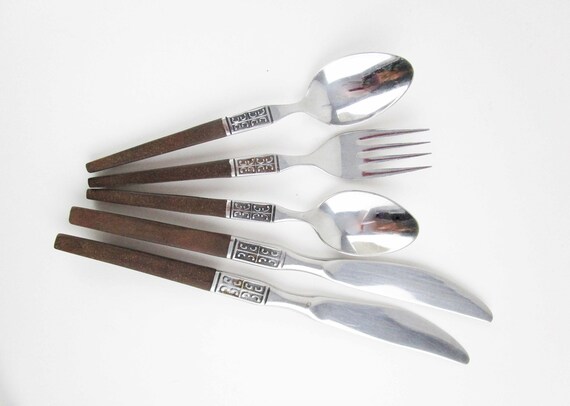 10 PC SET EKCO ETERNA La Joya STAINLESS /& COMPOSITE FORKS SPOONS KNIVE...