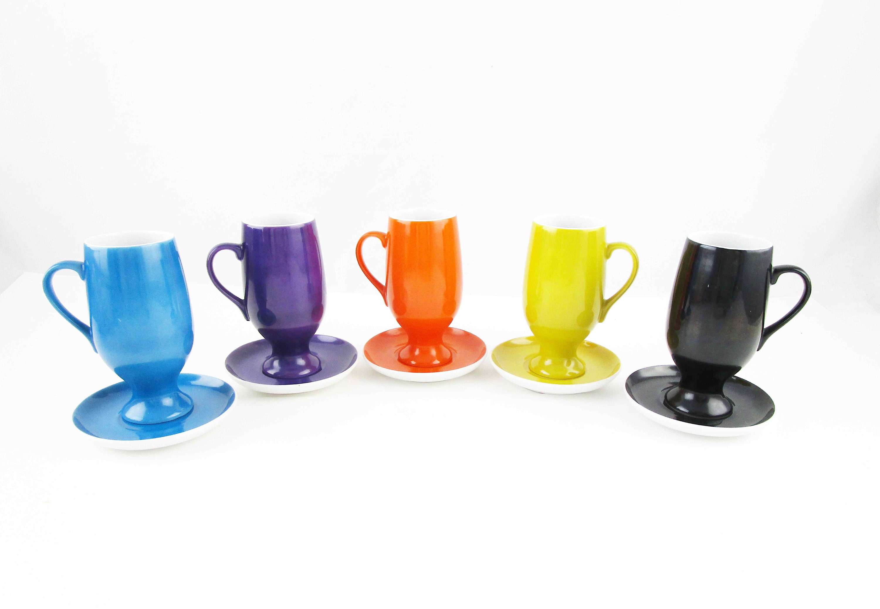 Five Vintage 'schmid' Lagardo Tackett Porcelain Cups and Saucers Espresso  Demitasse 4 Oz. Coffee Cups 5 Colors 