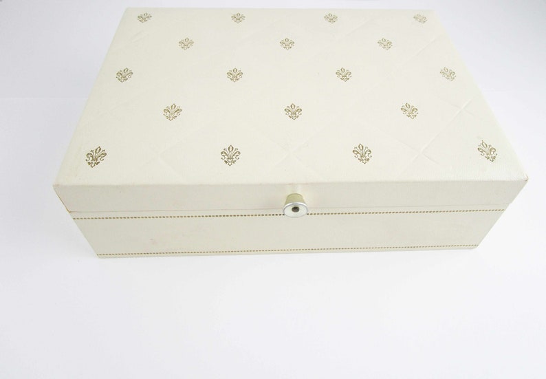 Cream Jewelry Box With Gold 'fleur De Lis' Design Etsy
